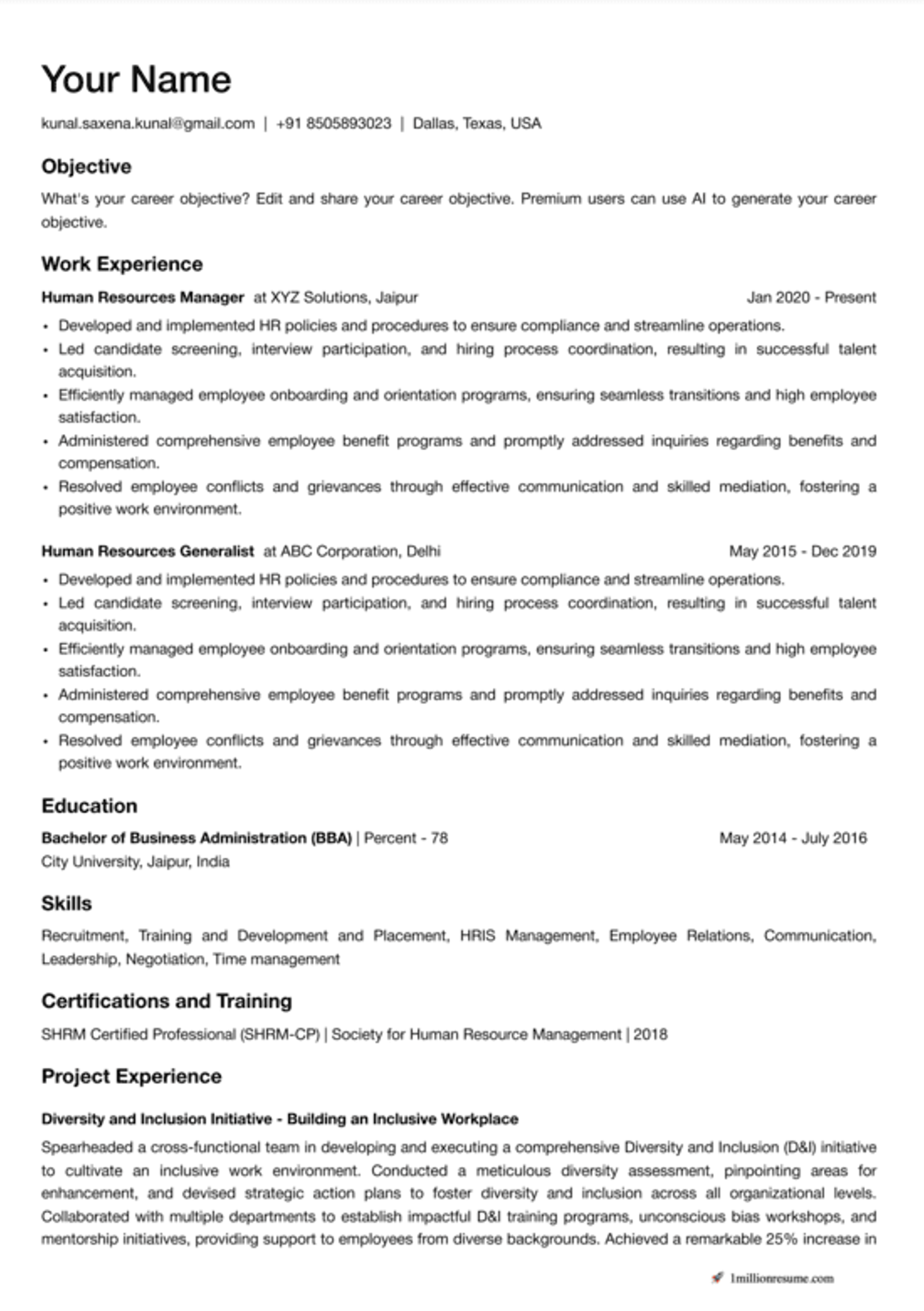 ats resume template with colored header on top