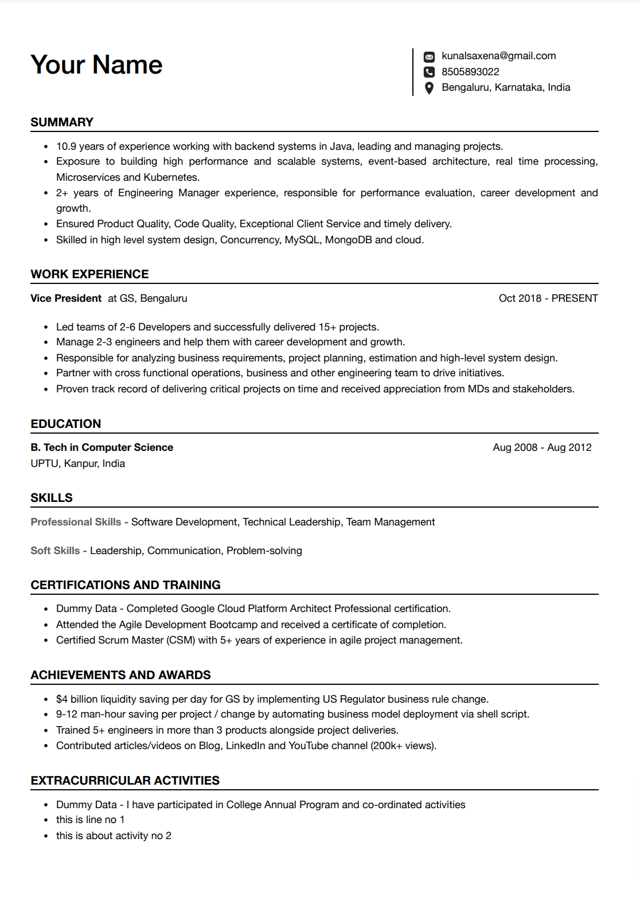 ATS Resume Templates | Easy to Customize | 1MillionResume