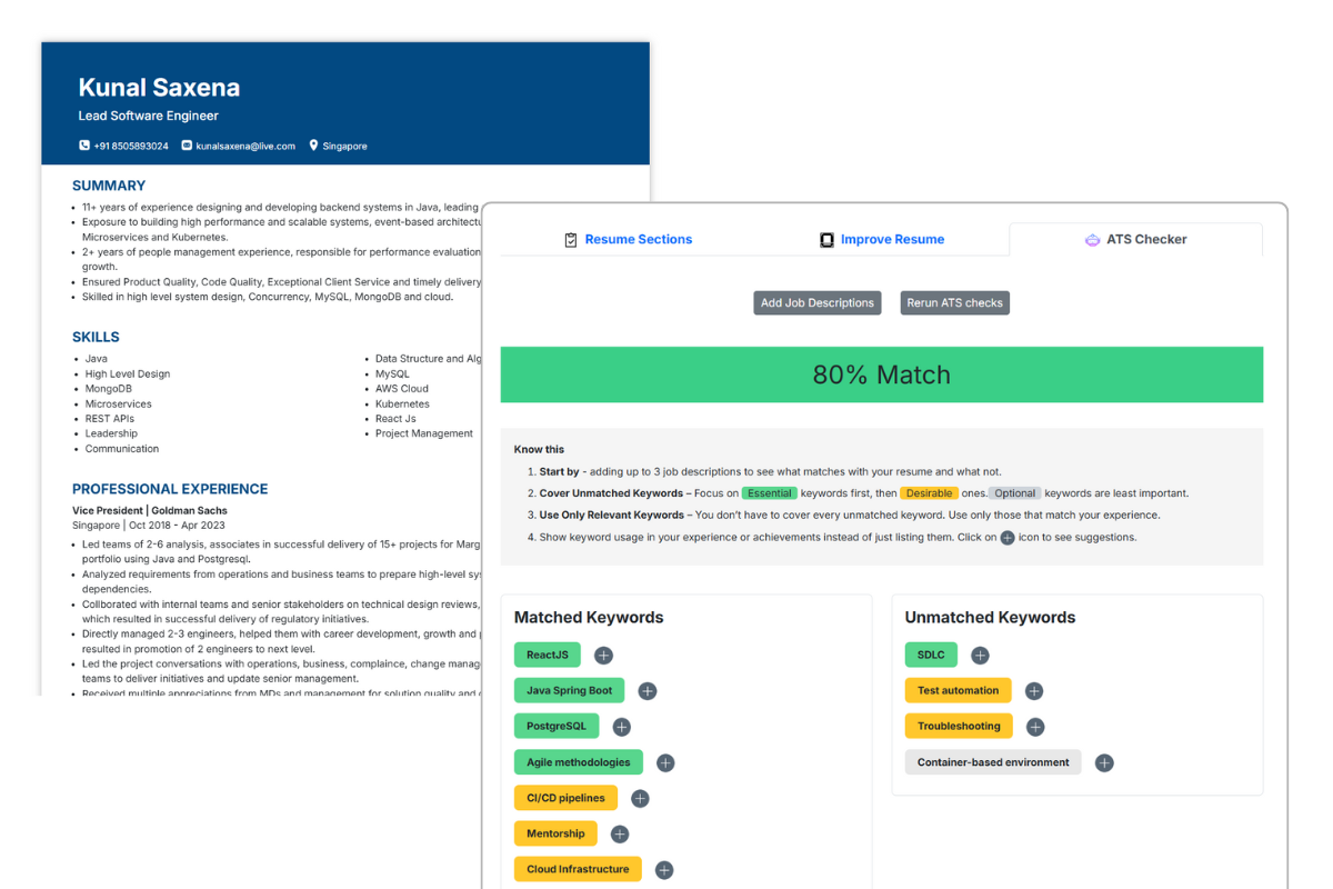 resume builder working step 1 - import your old resume