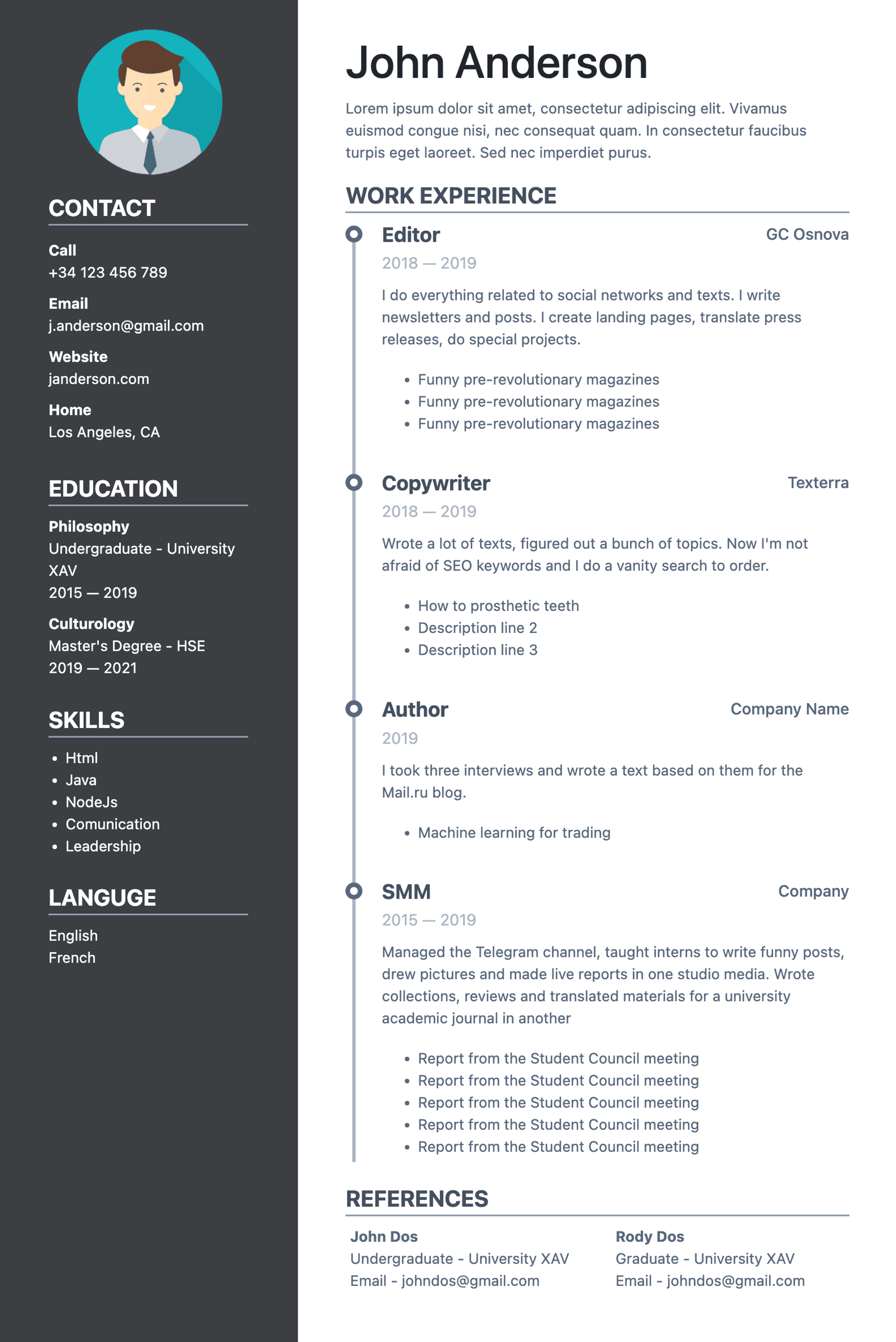 1MillionResume AI Resume Builder having modern resume template