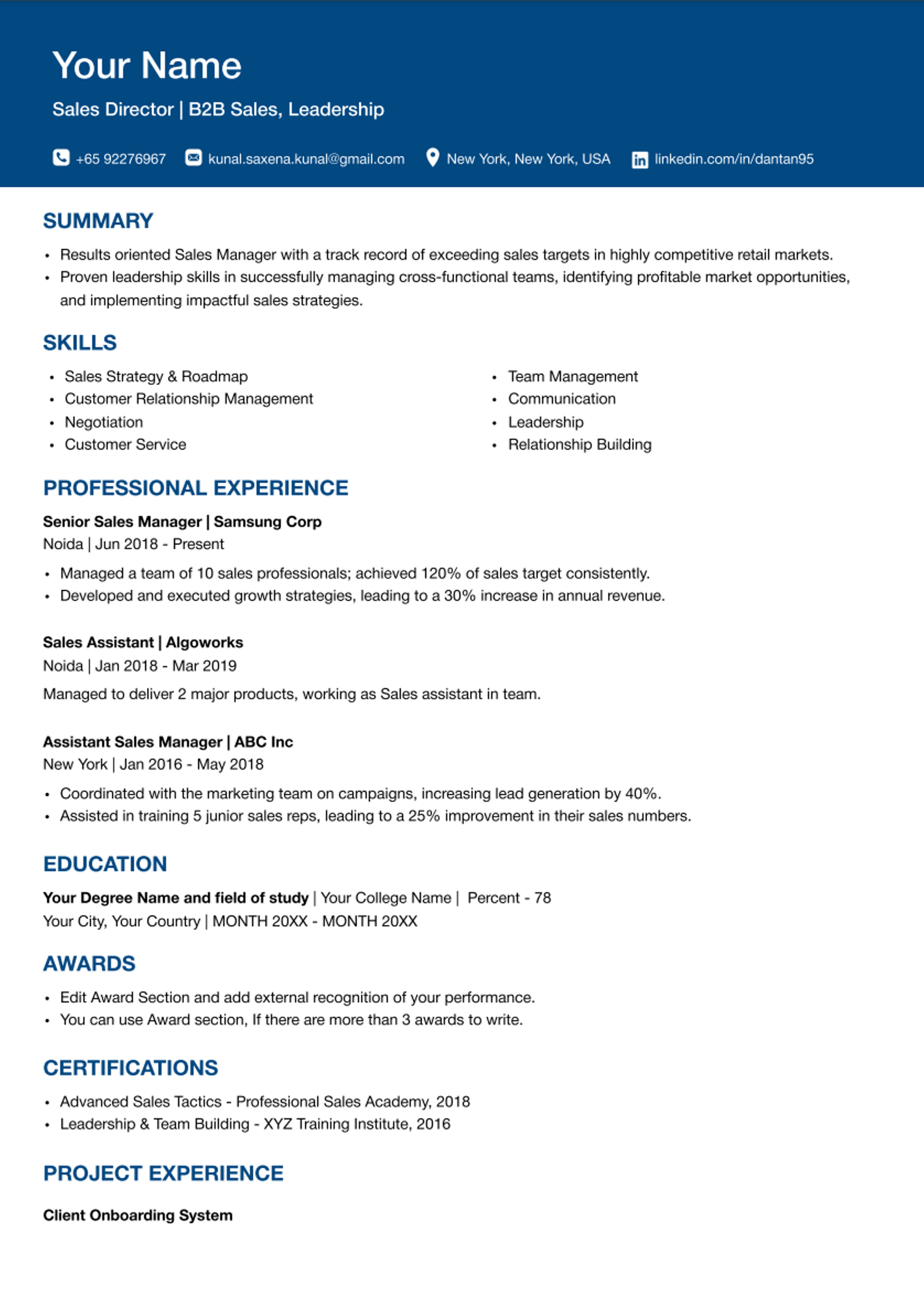 Executive Edge CV Template