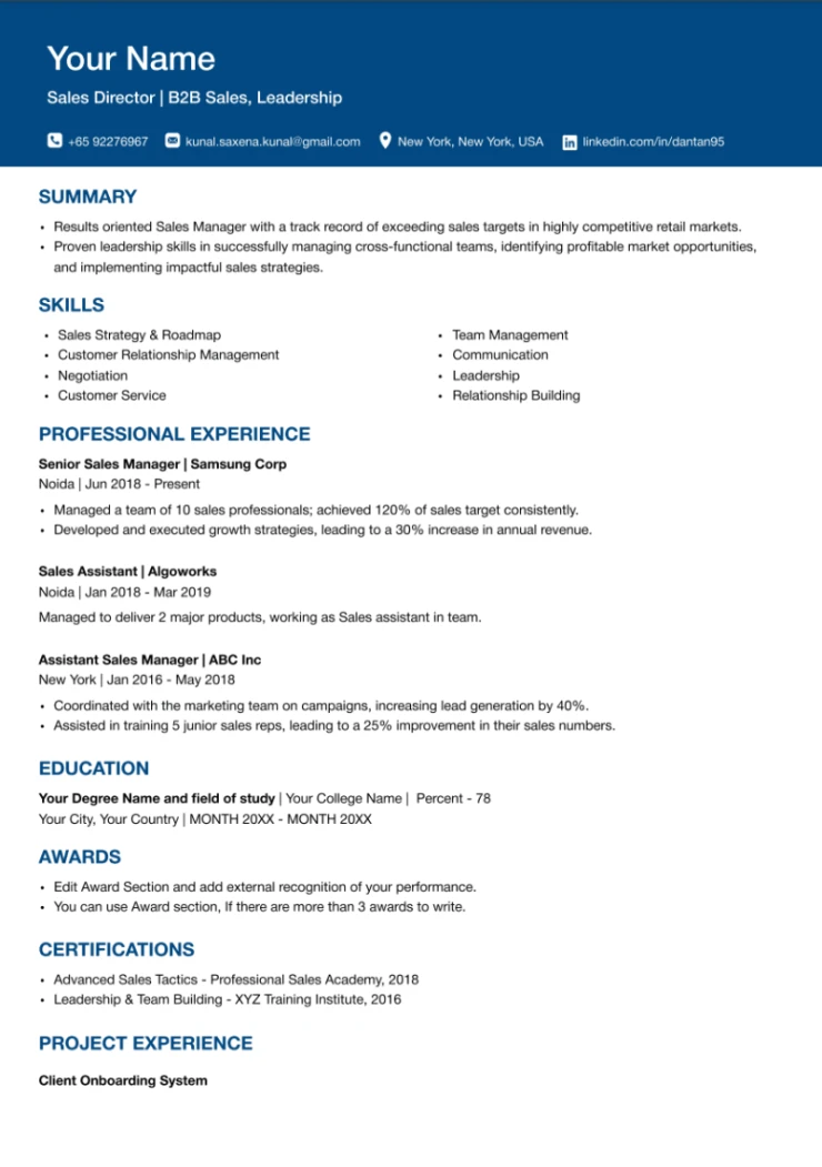 Executive Edge CV Template