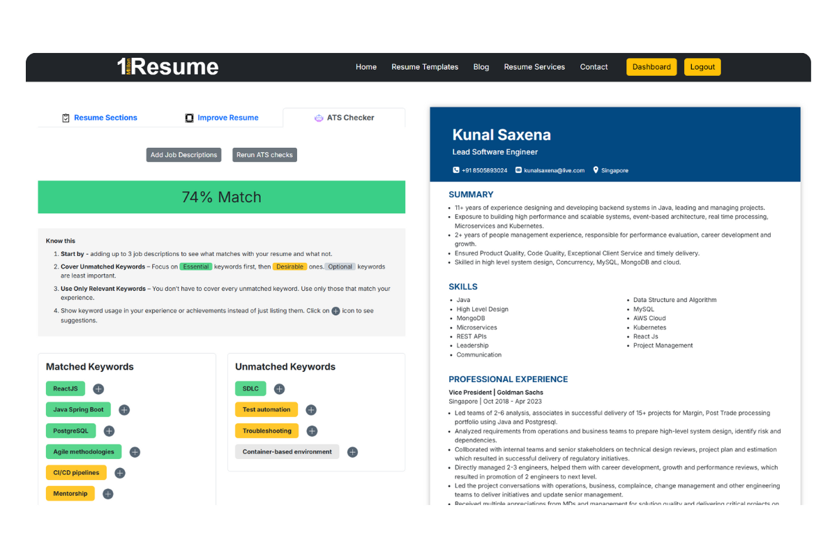 showing skills generated with ai resume builder