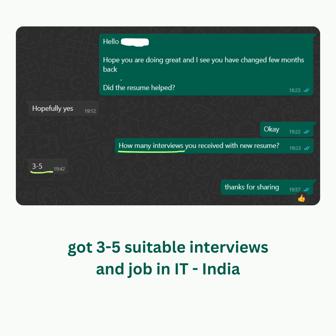 resume writing service success story about landing job at Wipro IT