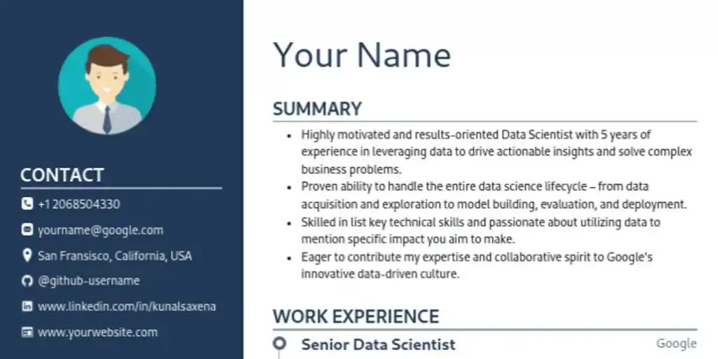 resume contact information example