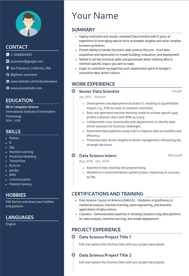 1millionresume modern resume template