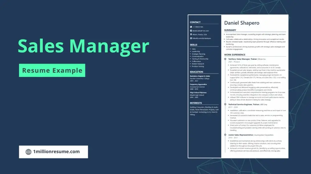 Sales Manager Resume Example & Guide