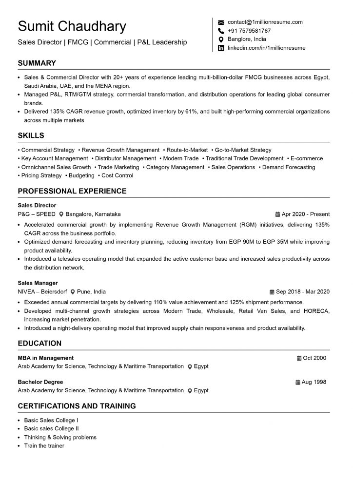 This image is showing Sales Director Resume Example.