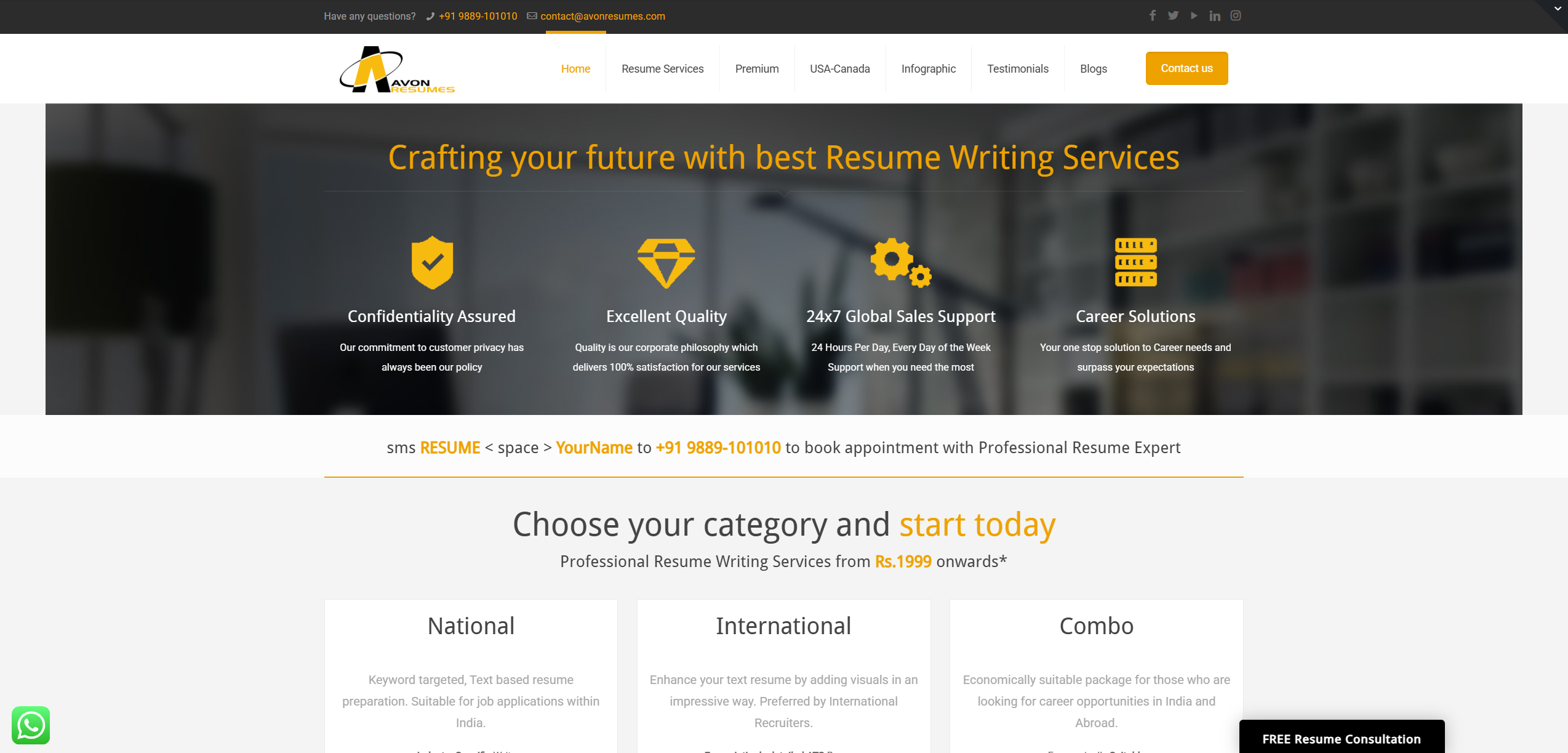 Avon Resume professional for resume writing services in India 