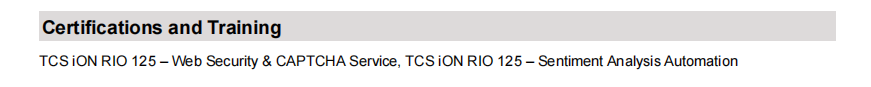 This image is showing entry-level software engineer resume certification section.