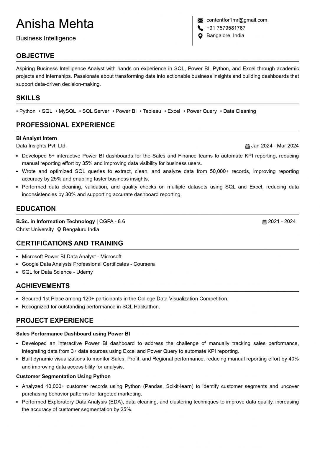 This image is showing Business Intelligence Resume blog featured image.