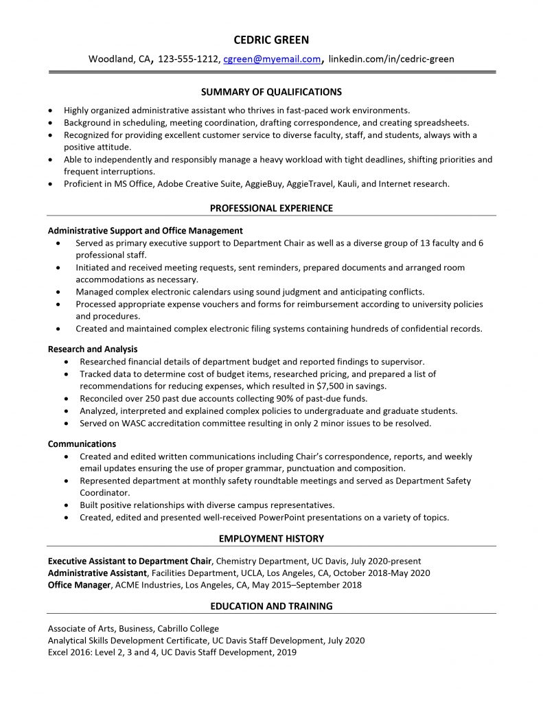 This image is showing Functional Resume Format Example.