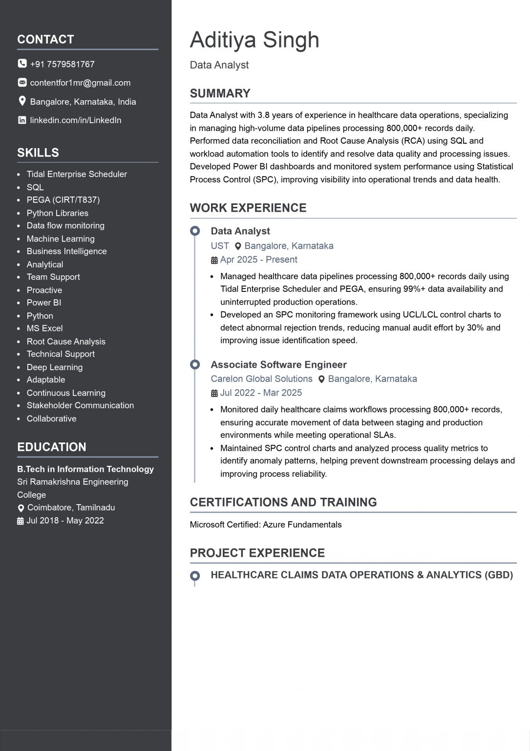 This image is showing Data Analyst Resume Example page image.