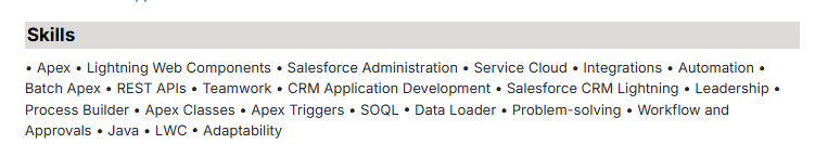 This image is showing Resume Skill Section.