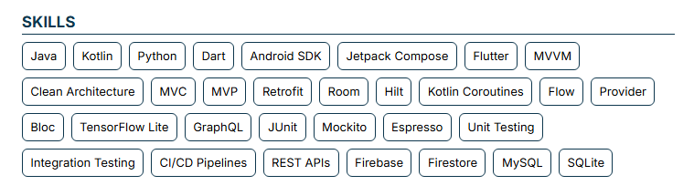 This image is showing Technical skill section.