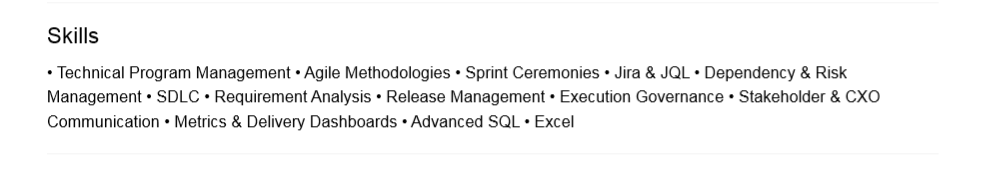  This image is showing Program Manager Resume Skill Section