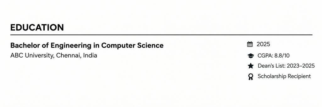 This image is showing Education with Honors section.