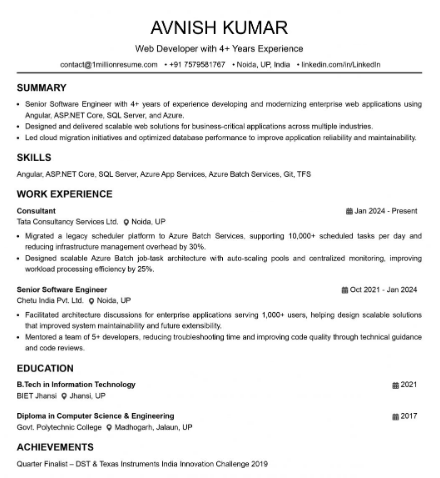 This image is showing Experience education section format.