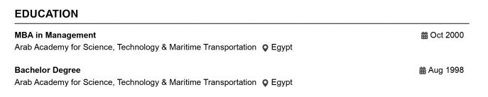 This image is showing Multiple Degrees Education Section.
