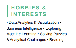 This image is showing Hobbies & Interests section.