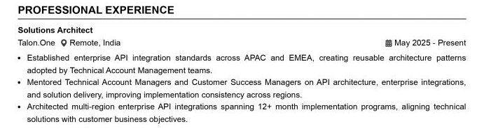 This image is showing Work Experience Section