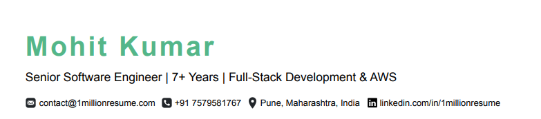This image is showing Senior software engineer resume headline
