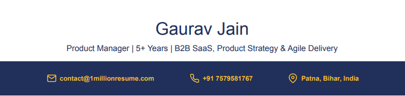 This image is showing Product Manager Resume Headline 
