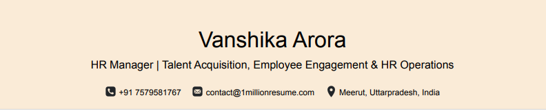 This image is showing HR Professional Resume Headline.