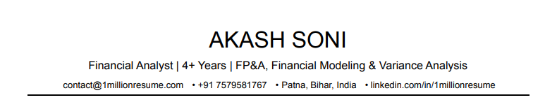 This image is showing Finance Professional Resume Headline
