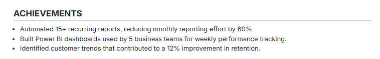 This image is showing Data & Analytics Achievement Section.