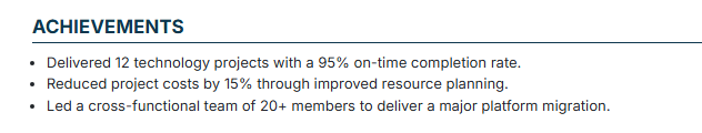 This image is showing Project & Program Management Achievements Section 
