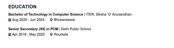 This image is showing Education Section 