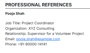 This image is showing  Resume References for a Career Changer.