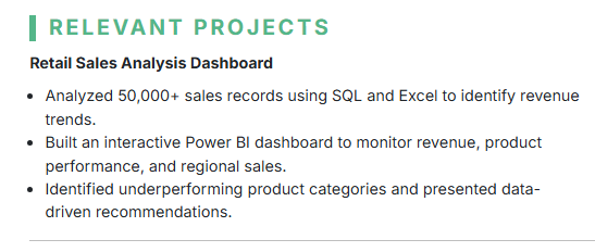 This image is showing Relevant Projects Section 